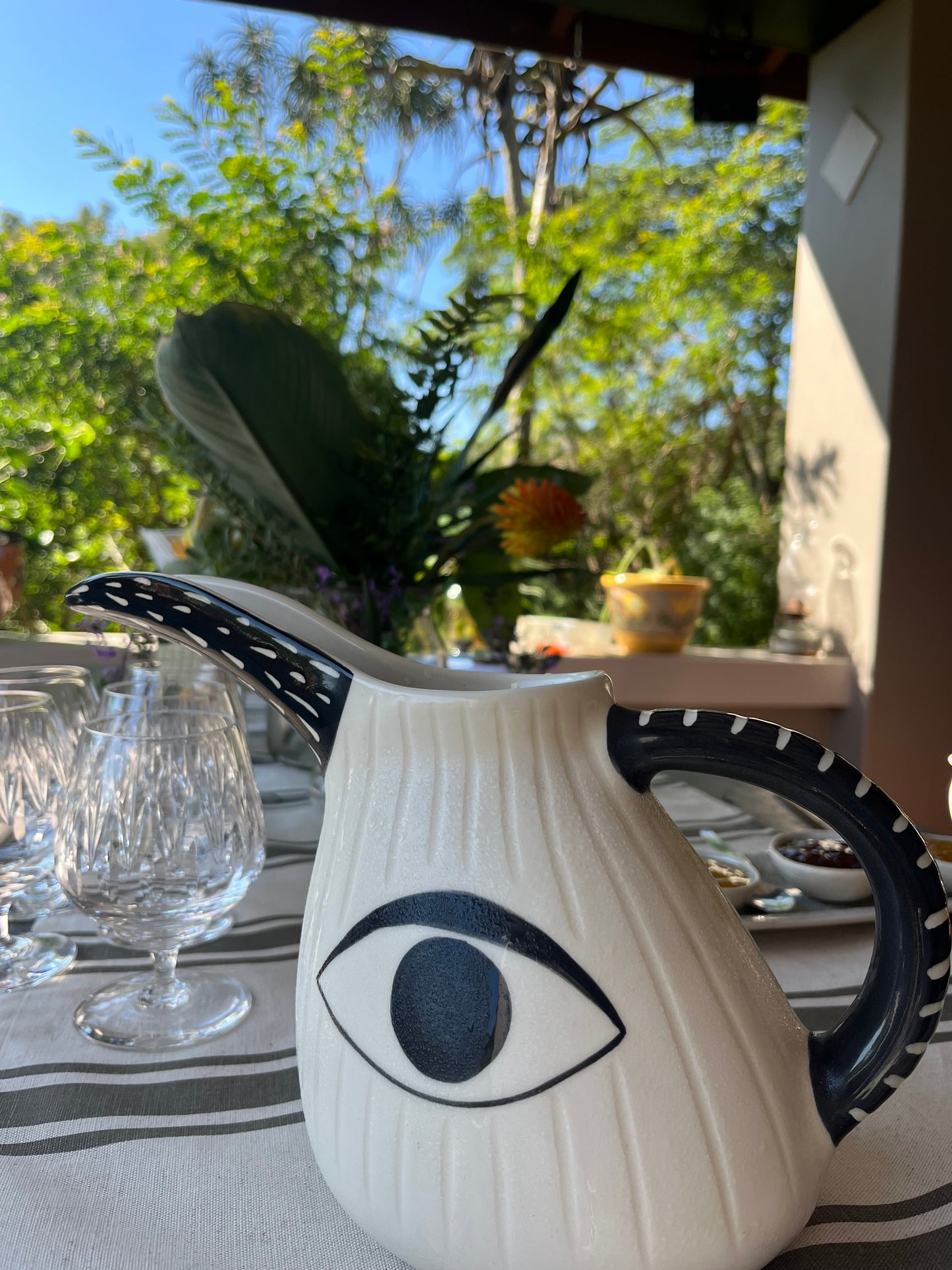 Hand painted Birding Pitcher