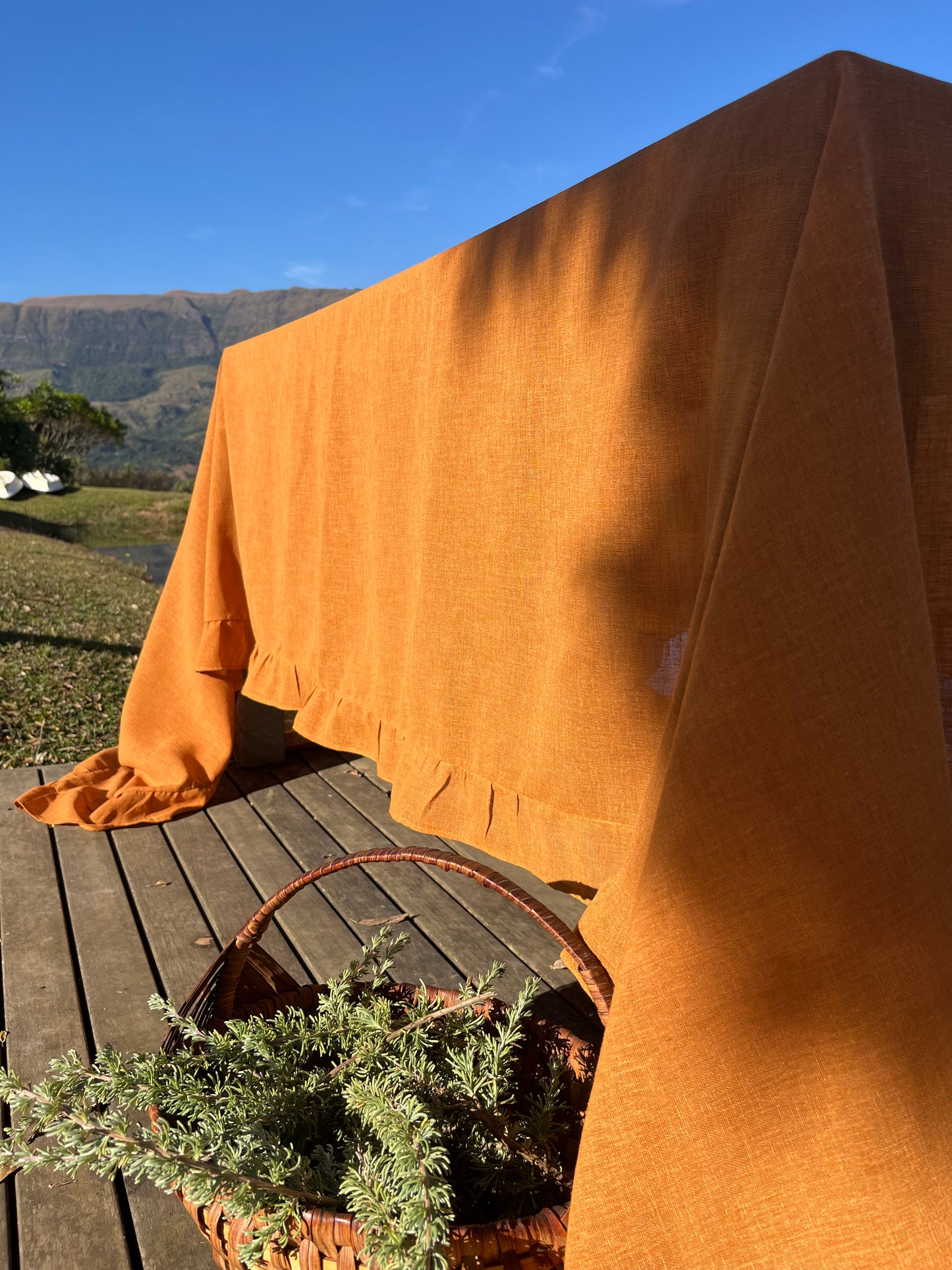 Copper tablecloth with frill